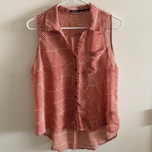 PROFESSIONAL ORANGE AND WHITE PATTERN BLOUSE